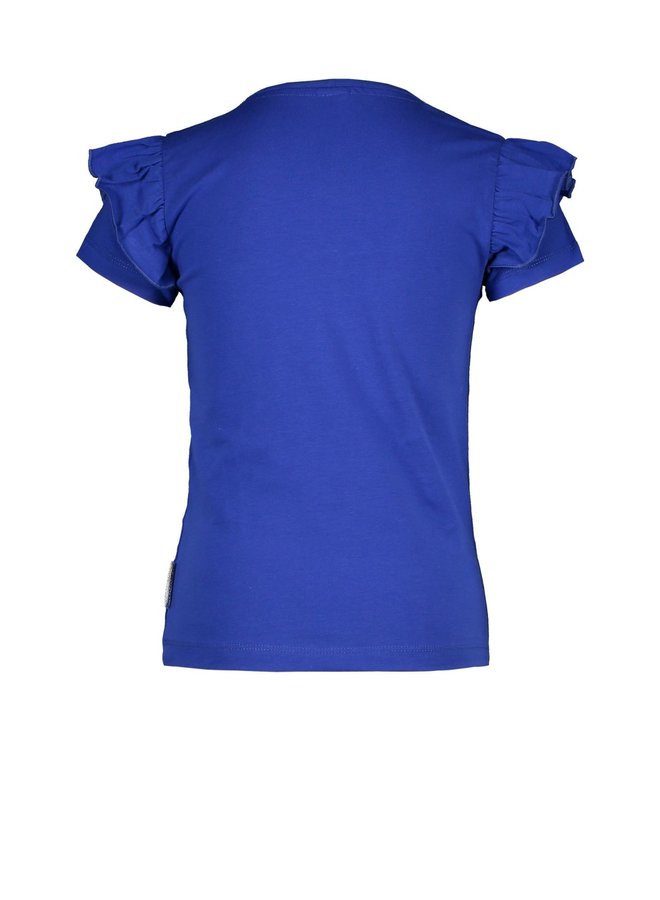 B.Nosy - Short Sleeve Top With Ruffles Around Shoulder - Cobalt Blue