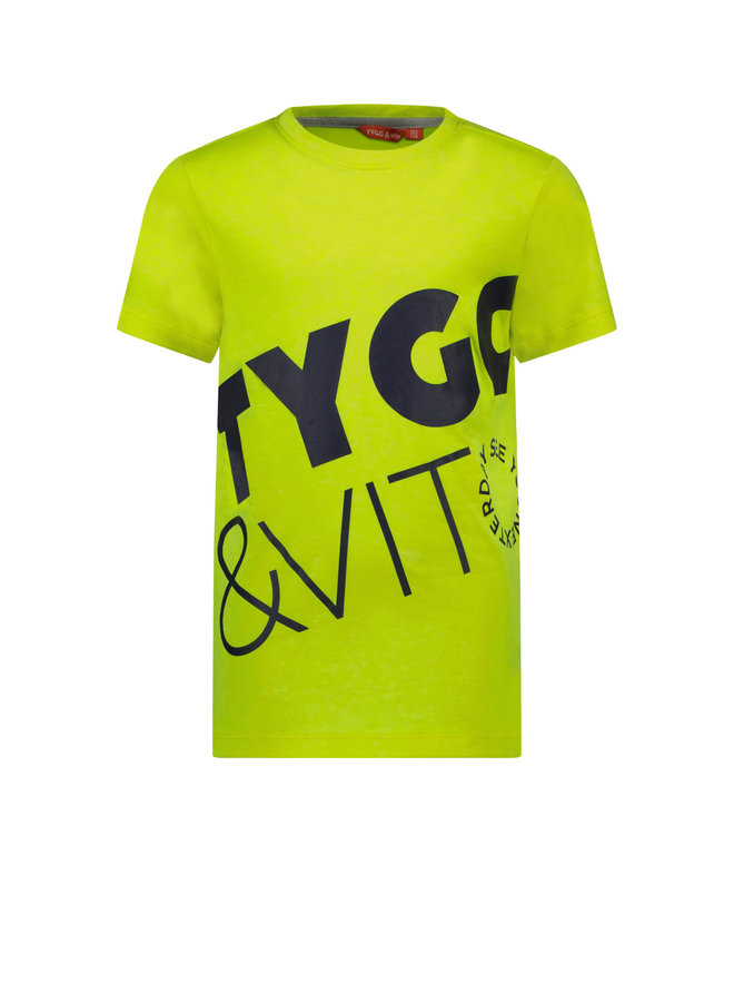 Tygo & Vito - T-shirt Logo Print Panel - Safety Yellow