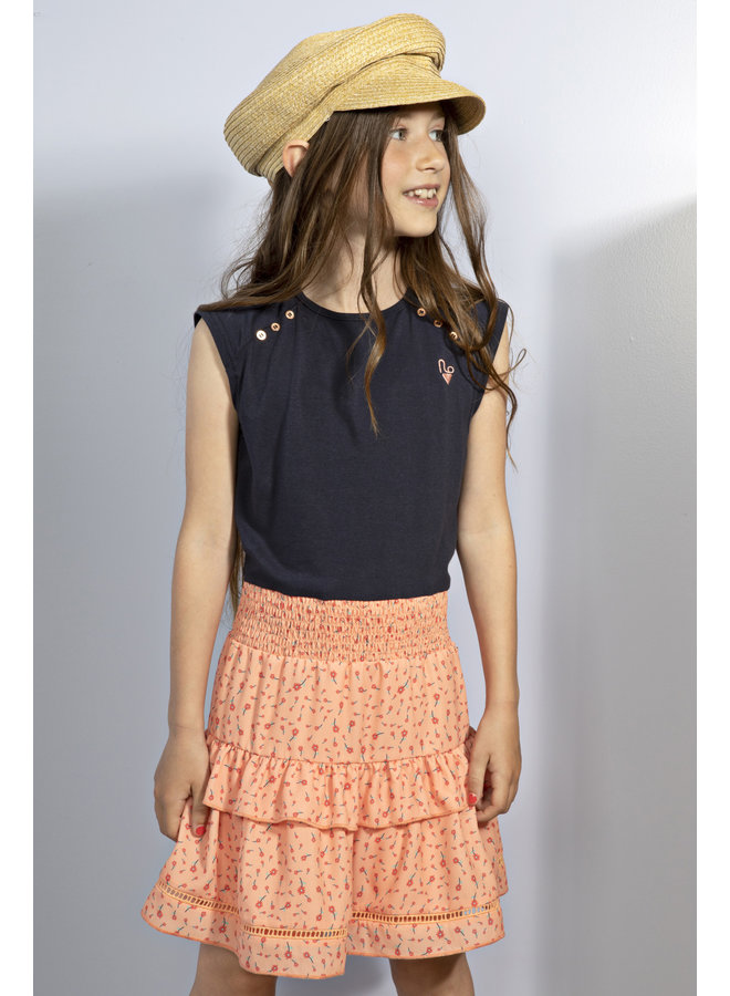 NoNo - Mulan Combi Dress With Jersey Cap Sleeved Top Woven Skirt - Papaya Punch