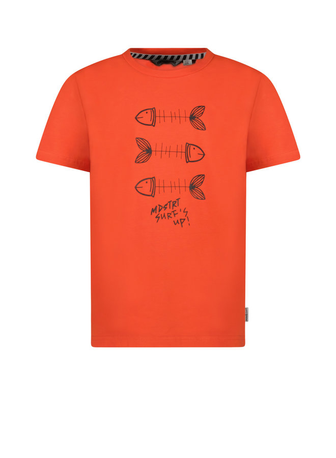 Moodstreet -  T-shirt Chest Print - Sporty Orange