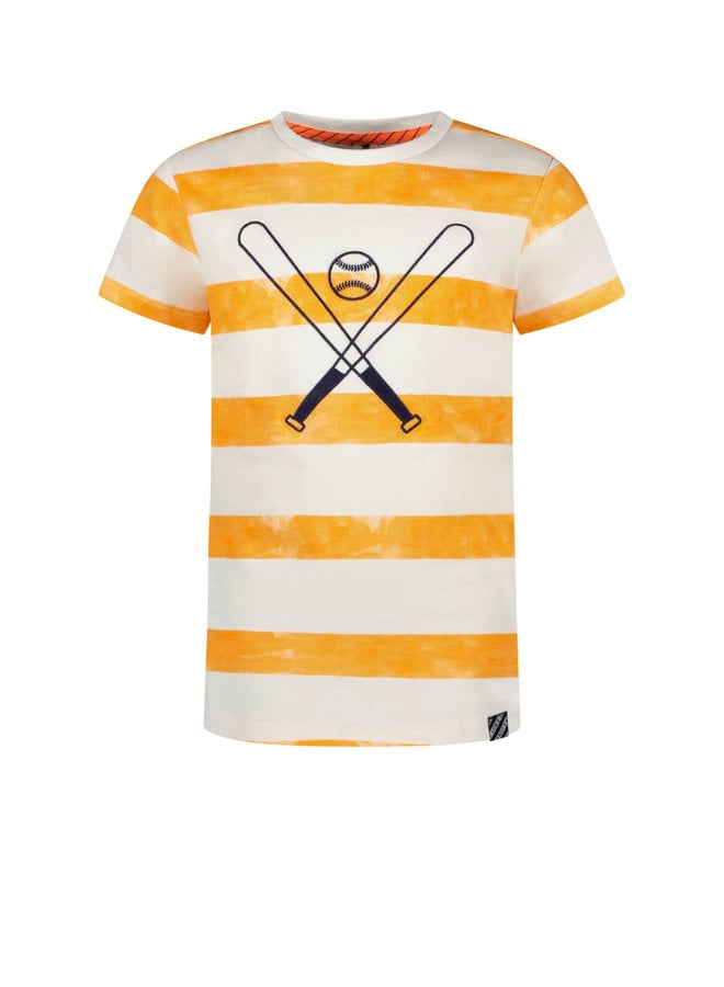 B.Nosy - Shirt With Painted Striped And Smiley On Chest - Daisy White