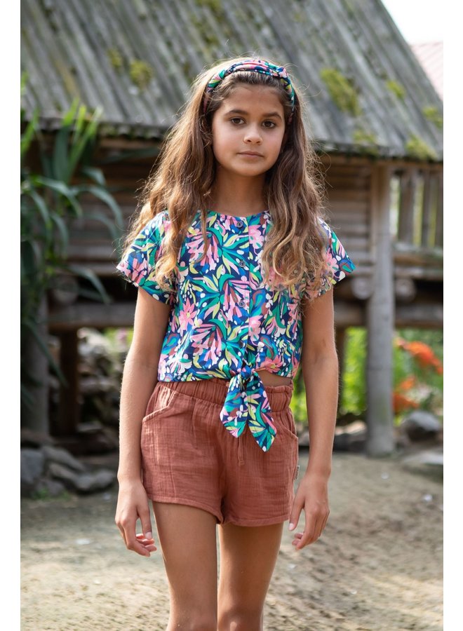 B.Nosy - Woven Happy Jungle AOP Blouse With Knot - Happy Jungle AO