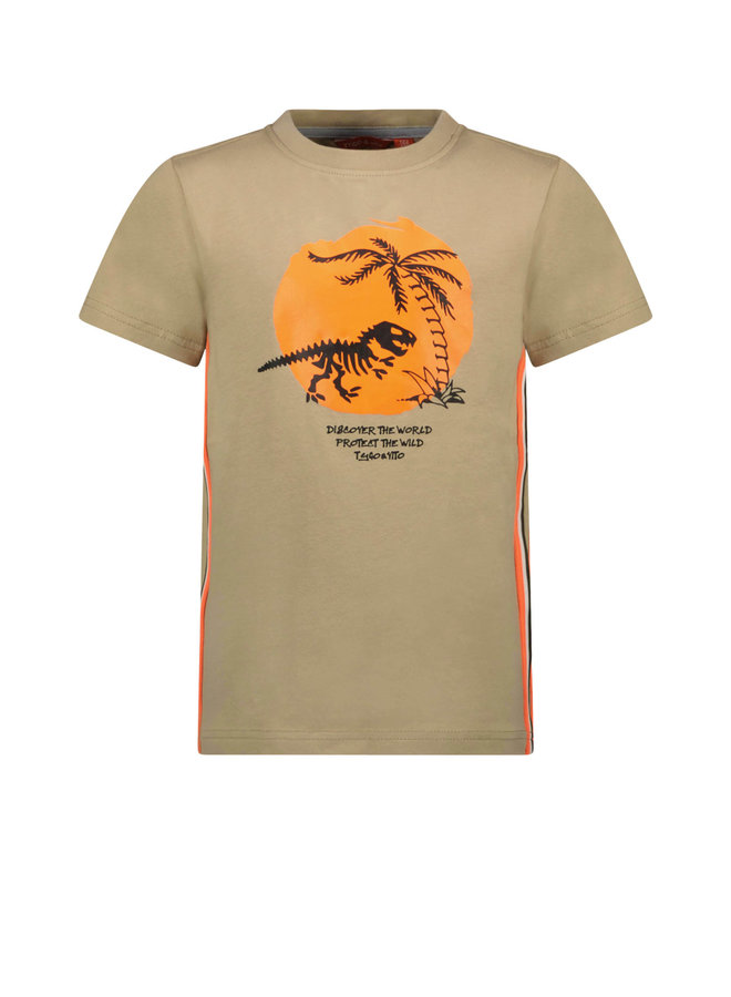 Tygo & Vito - T-shirt Print Dino + Tape - Sand