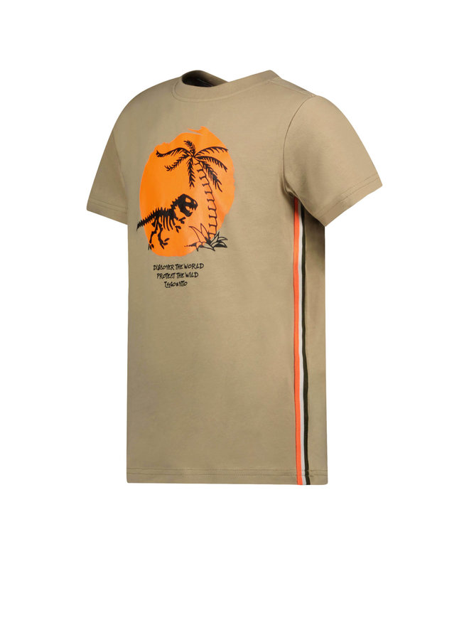 Tygo & Vito - T-shirt Print Dino + Tape - Sand