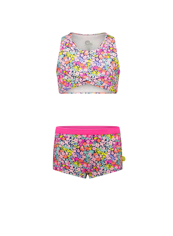 Just Beach - Flower Confetti Bikini With Sporty Pants - Flower Confetti