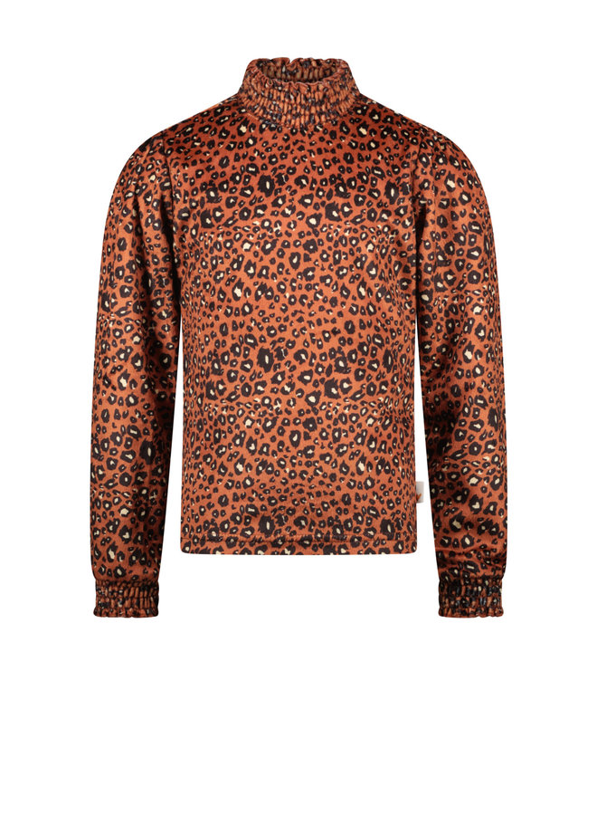 Moodstreet - Top AOP Velours - Warm Orange