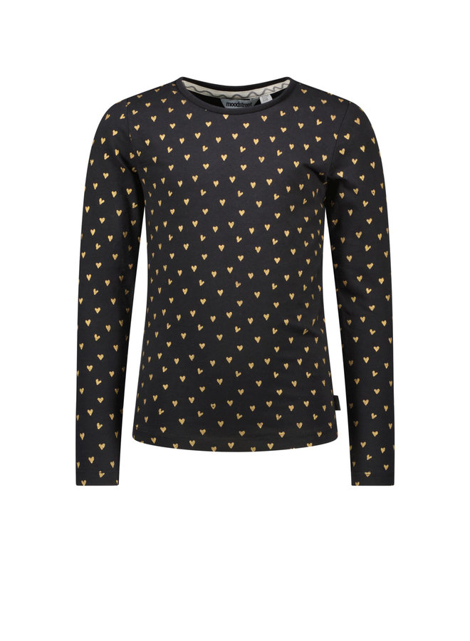 Moodstreet - Longsleeve AOP Heart - Black