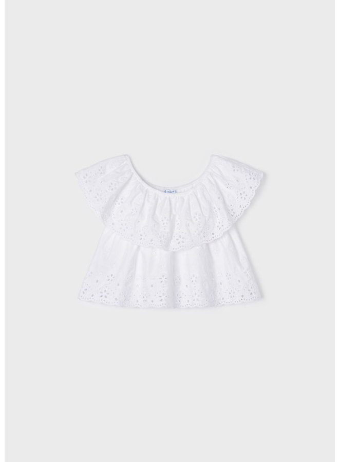 Mayoral - Embroidered Knit Blouse - White