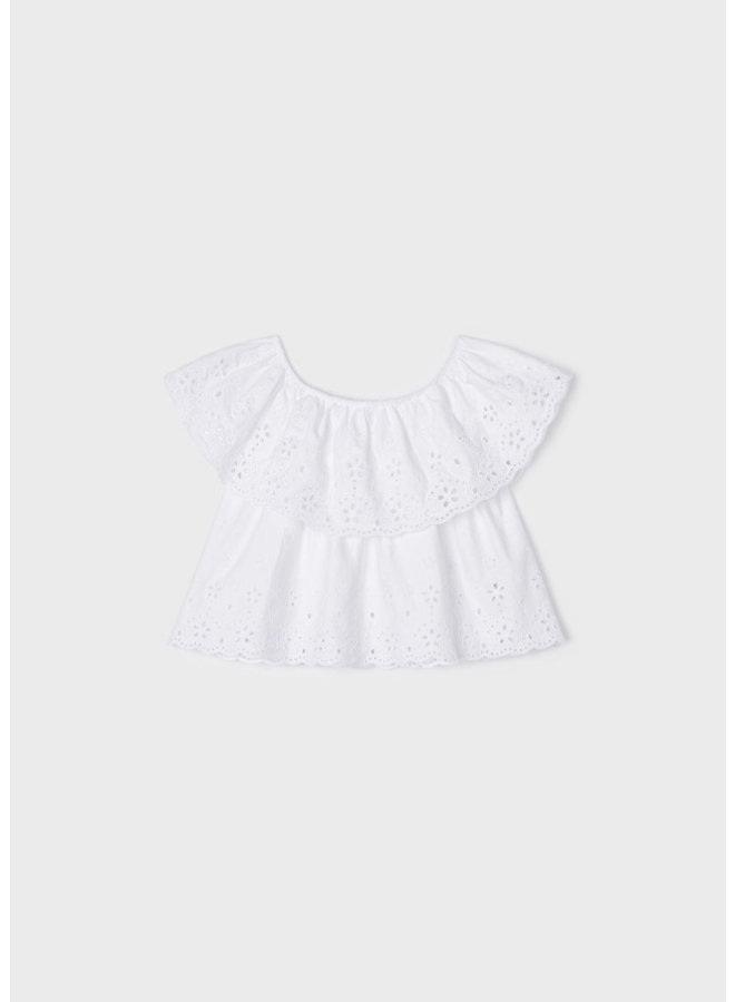 Mayoral - Embroidered Knit Blouse - White