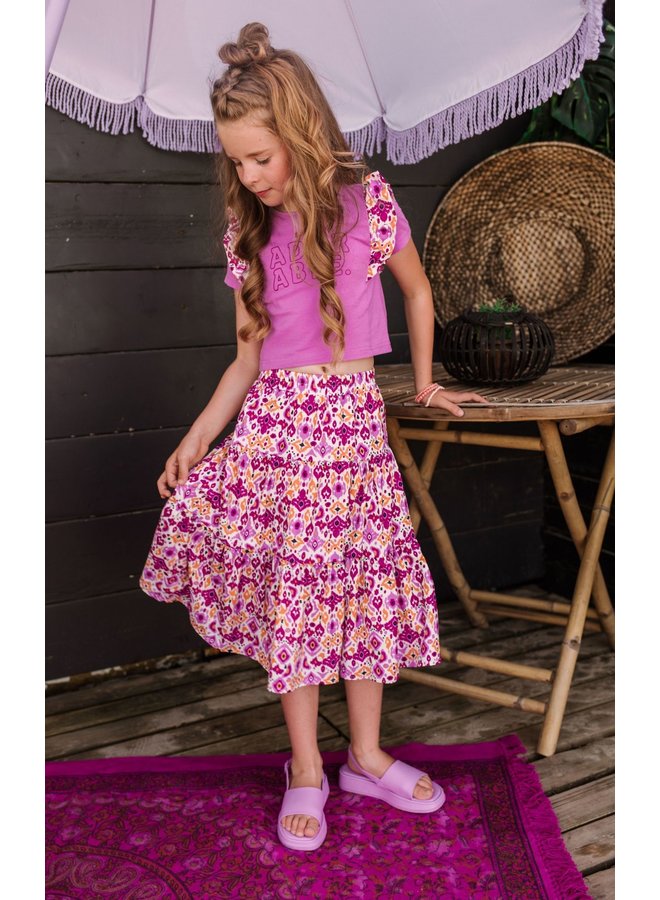 B.Nosy - 2-Piece Set Midi Skirt + Crop Top - Orchid