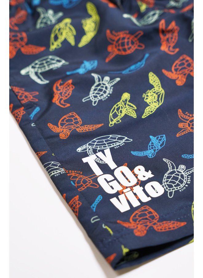 Tygo & Vito - Beachshorts AO Print Turtle - Navy