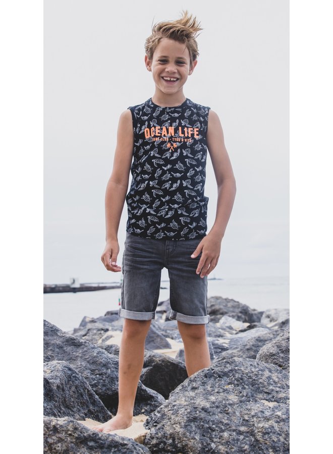 Tygo & Vito - Fancy Singlet AOP Turtle - Black