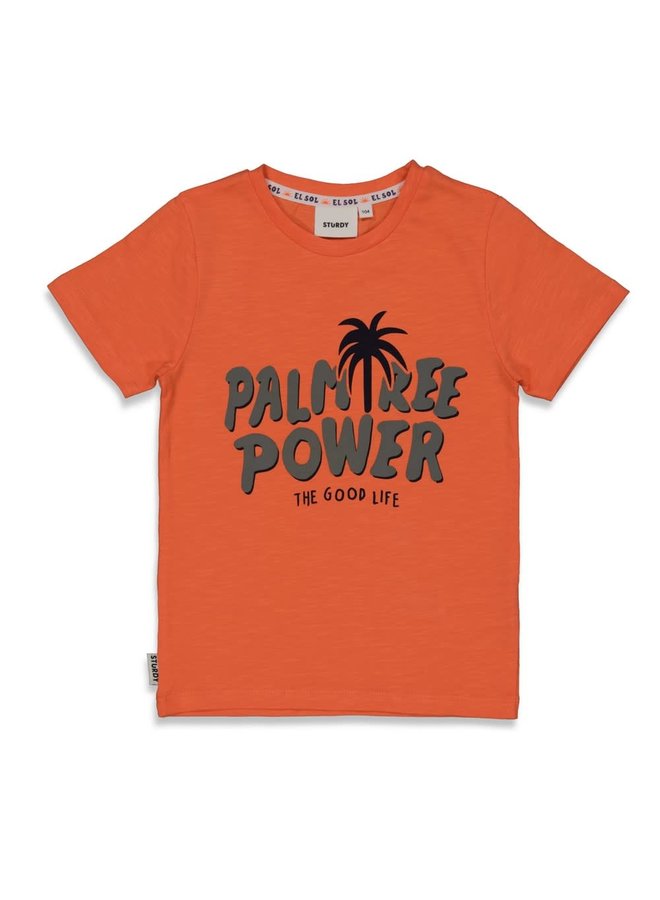 Sturdy - T-shirt Palmtree Oranje - El Sol