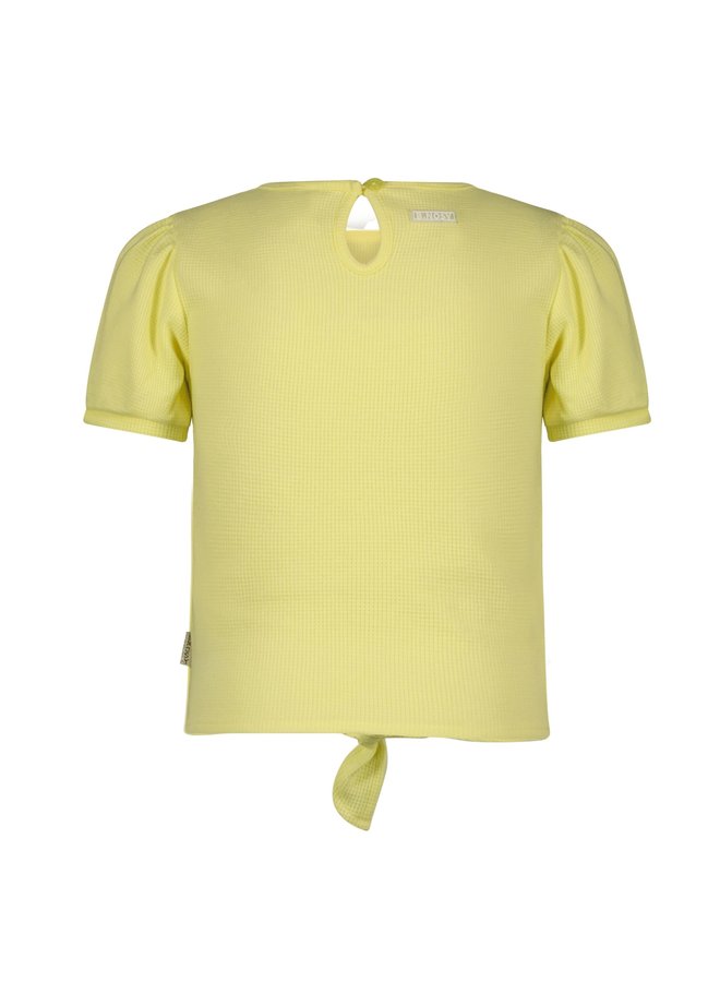 B.Nosy - Top Puff Sleeve Knot At Hem - Fairy Yellow