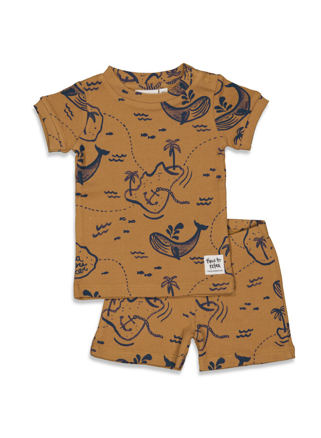 Feetje - Baby Shortama Zomer Pyjama Wally Whale - Camel