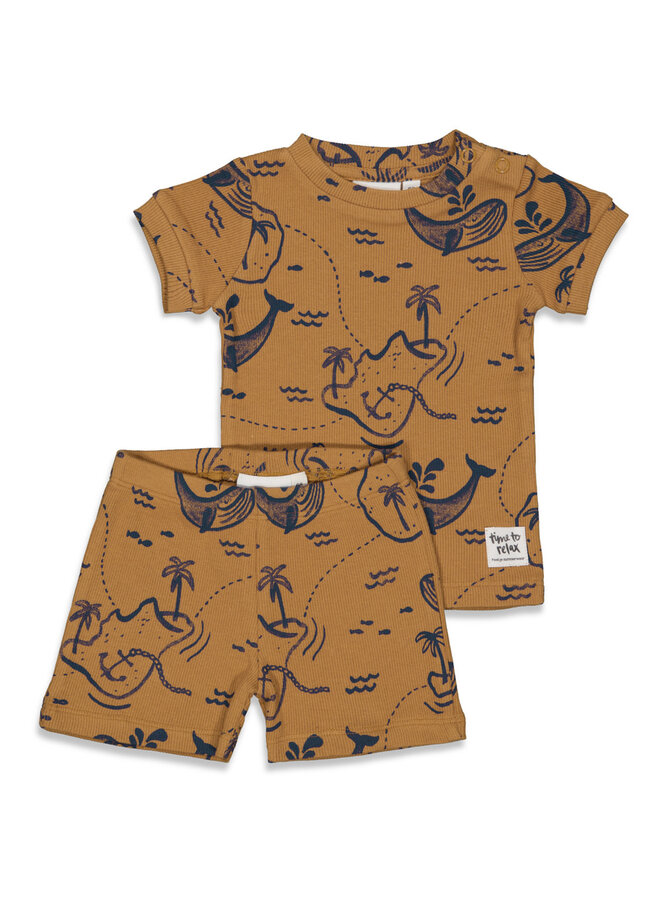 Feetje - Shortama Zomer Pyjama Wally Whale - Camel