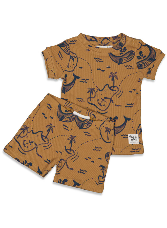 Feetje - Shortama Zomer Pyjama Wally Whale - Camel