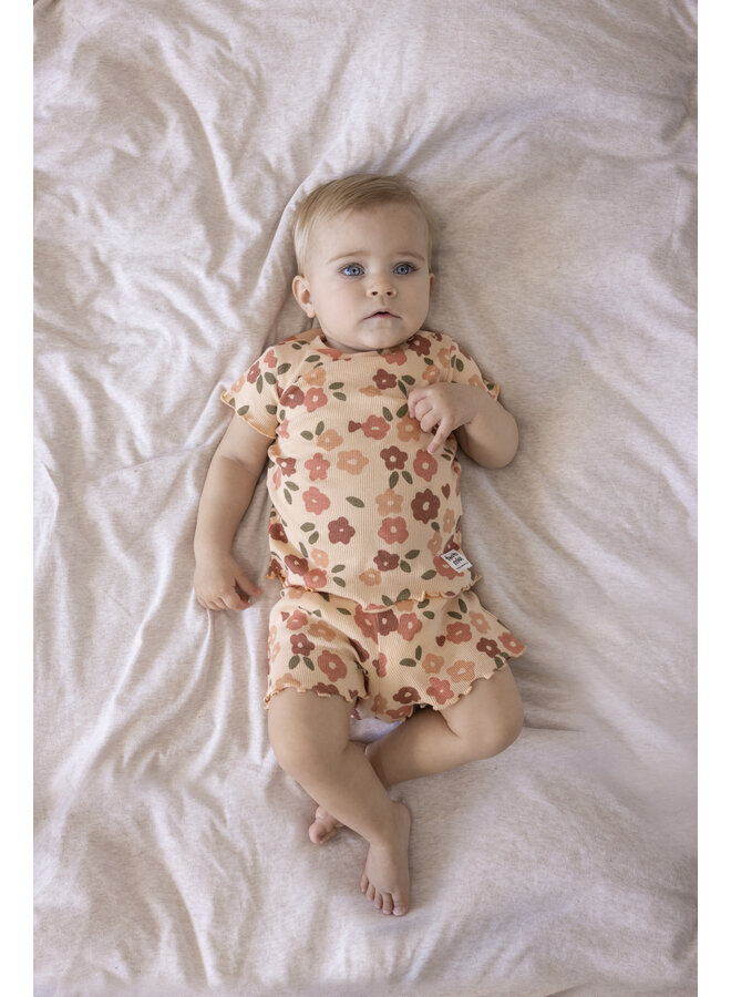 Feetje - Baby Shortama Zomer Pyjama Belle Bloom - Perzik