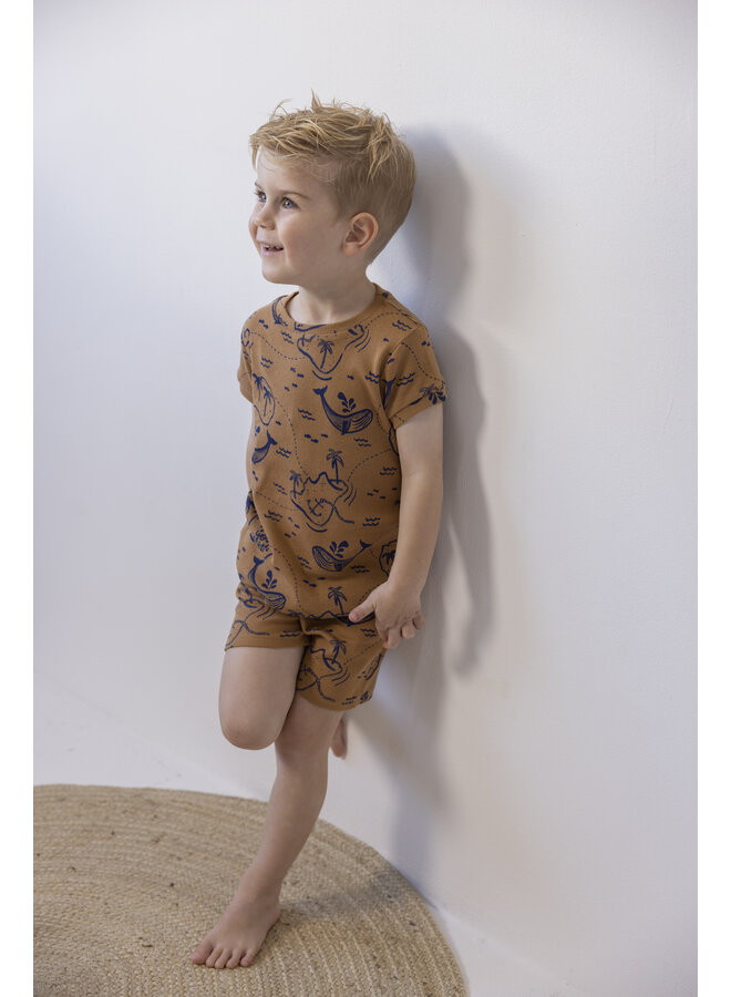 Feetje - Shortama Zomer Pyjama Wally Whale - Camel