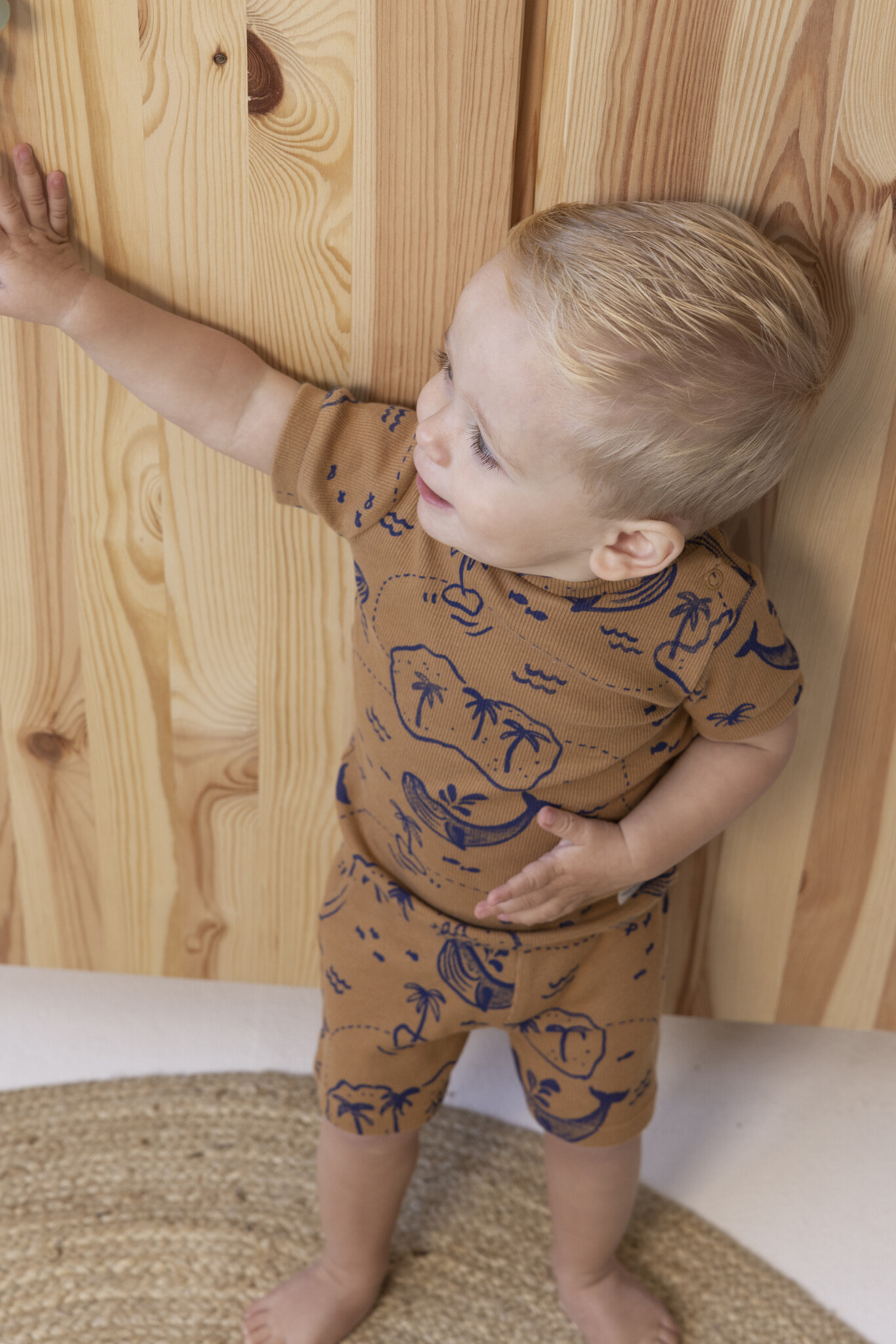 Feetje Feetje Baby Shortama Zomer Pyjama Wally Whale Camel