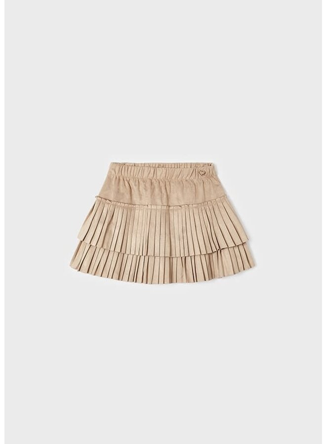 Mayoral - Pleated Suede Skirt - Sepia
