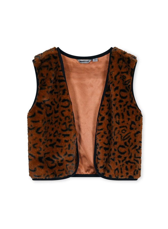 Moodstreet - Fake Fur Gilet - Leopard