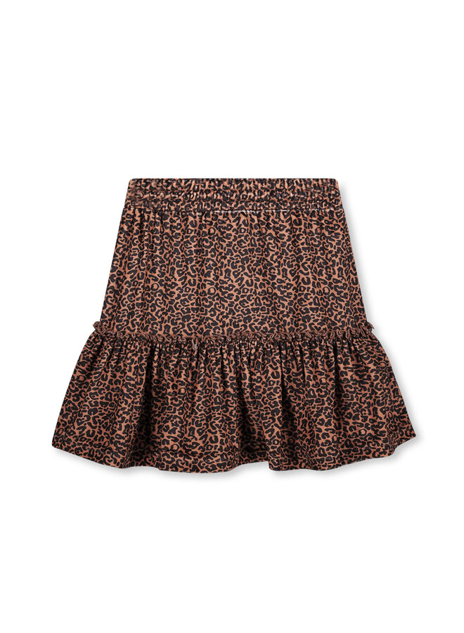 Moodstreet - Velours Leopard Skirt - Camel