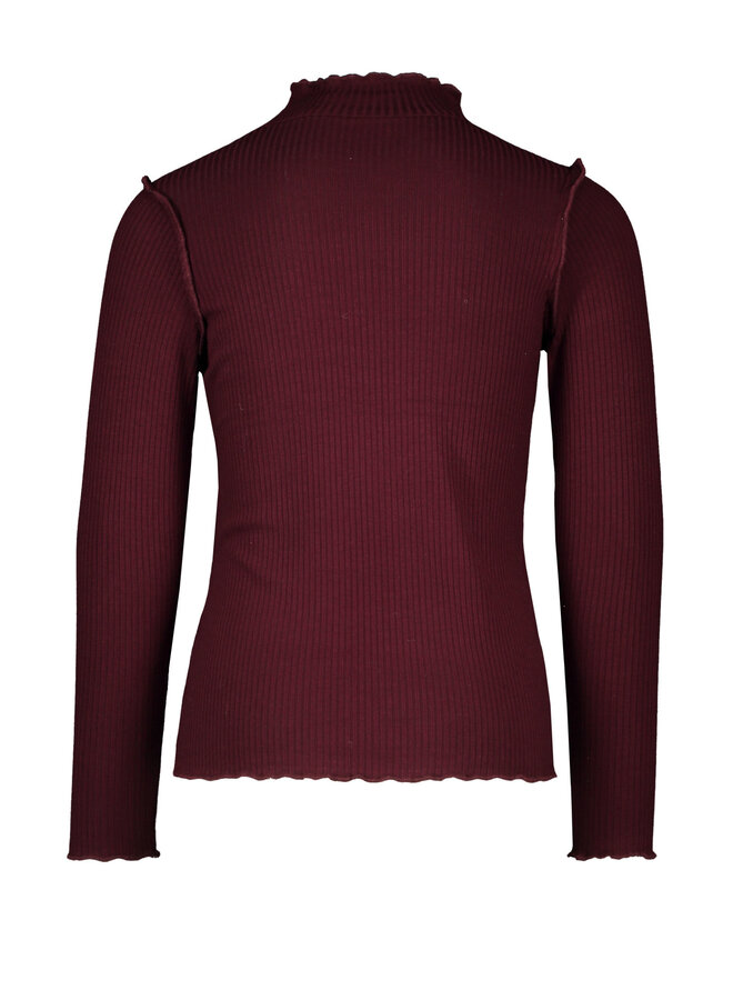 Like Flo - Solid Rib Rollneck Top - Aubergine