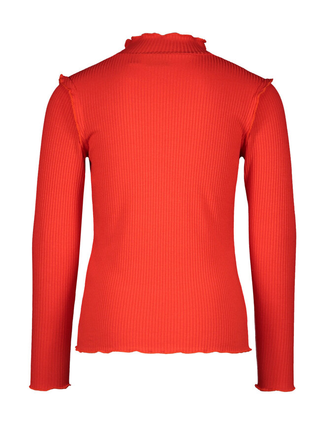 Like Flo - Solid Rib Rollneck Top - Chili