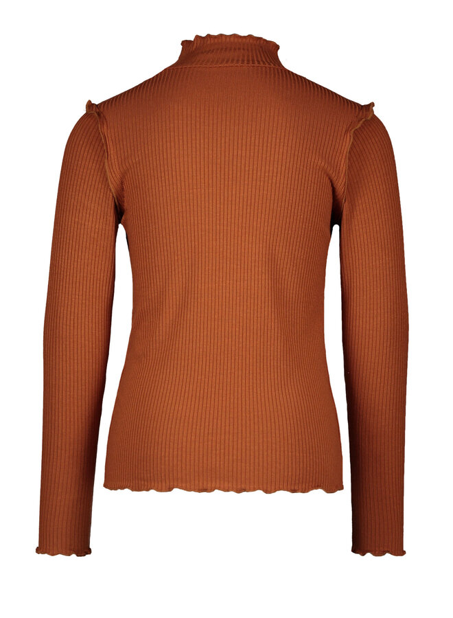 Like Flo - Solid Rib Rollneck Top - Cognac