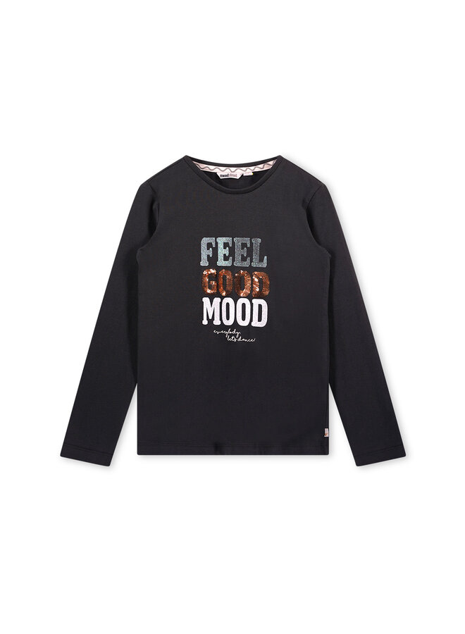 Moodstreet - Chest Glitterprint Longsleeve - Black