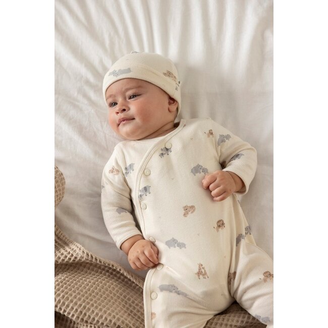 Feetje - Geschenkset Boxpak + Muts AOP Savanne Dieren - Offwhite