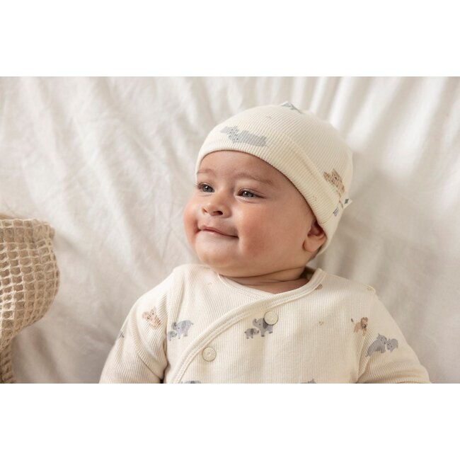 Feetje - Geschenkset Boxpak + Muts AOP Savanne Dieren - Offwhite