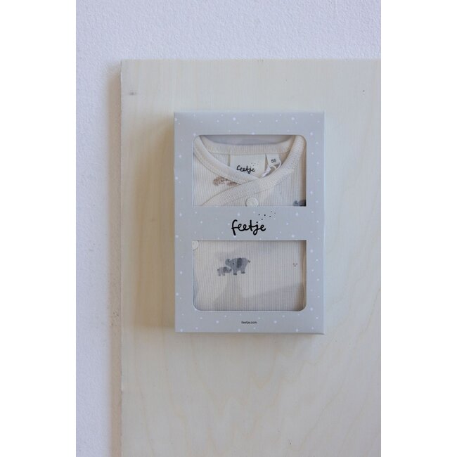 Feetje - Geschenkset Boxpak + Muts AOP Savanne Dieren - Offwhite