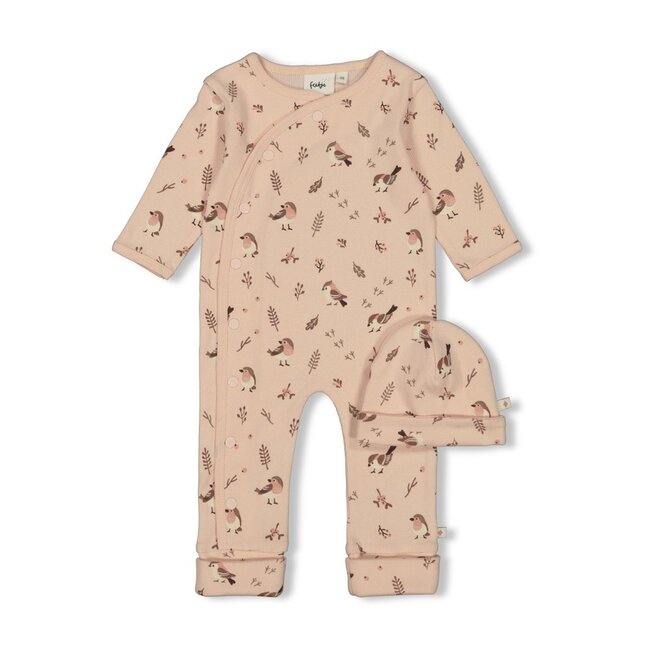 Feetje - Geschenkset Boxpak + Muts AOP Roodborstje - Roze