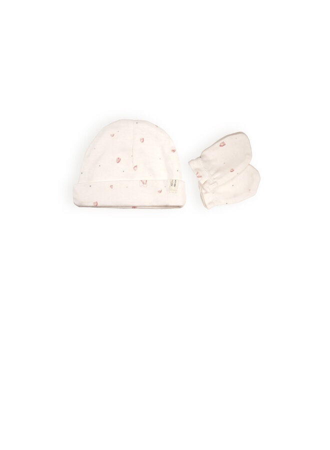 Petite Maison - Hat & Gloves Set Interlock - AOP Pink