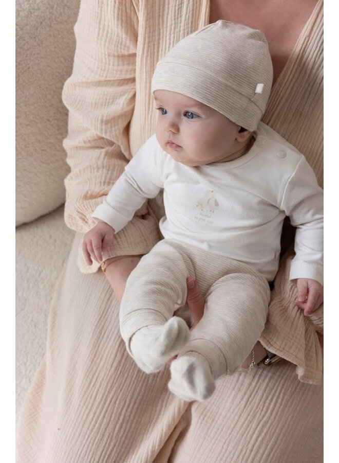 Feetje - Broek Rib Offwhite Melange - Little Duck