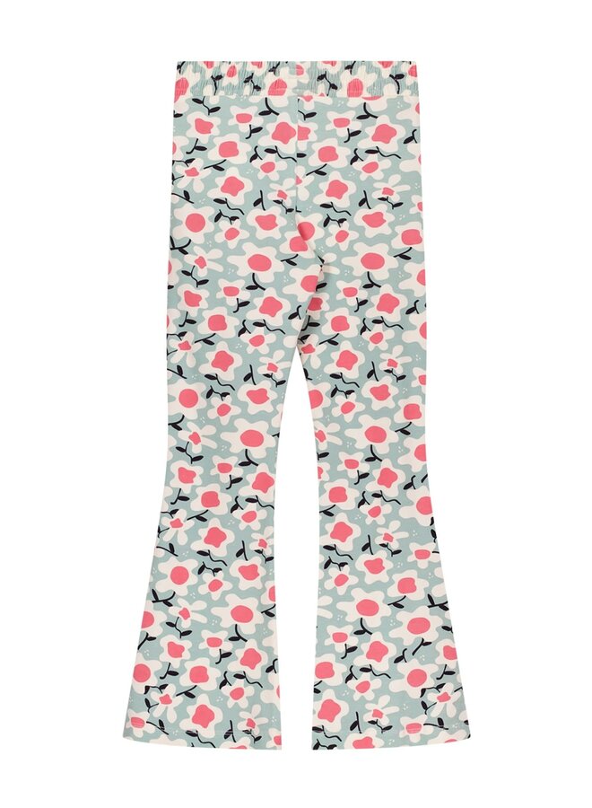 Moodstreet - Flare Pant AOP Flower - Dusty Mint