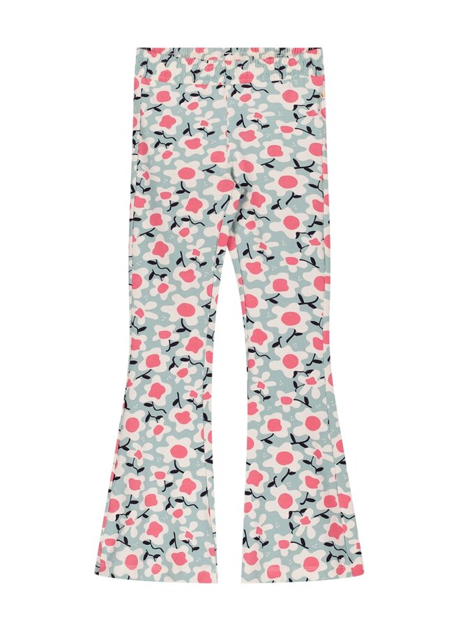 Moodstreet - Flare Pant AOP Flower - Dusty Mint