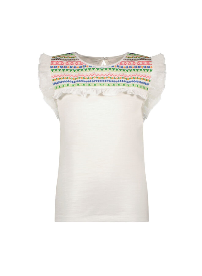 Like Flo - Slub Jersey Tee Fancy Mesh - Green Embroidery