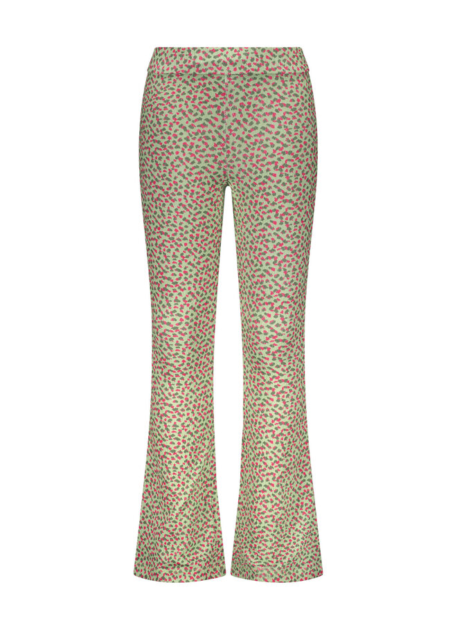 Like Flo - AOP Flared Pant - Soft Green Dot