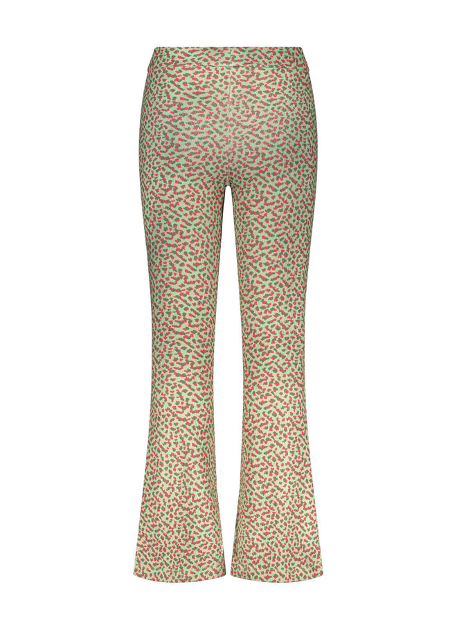 Like Flo - AOP Flared Pant - Soft Green Dot