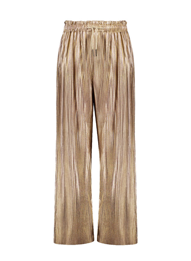 Like Flo - Metallic Plisse Pants - Gold