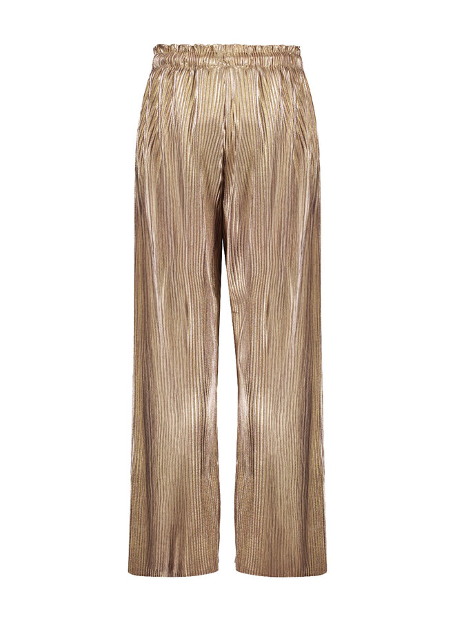 Like Flo - Metallic Plisse Pants - Gold