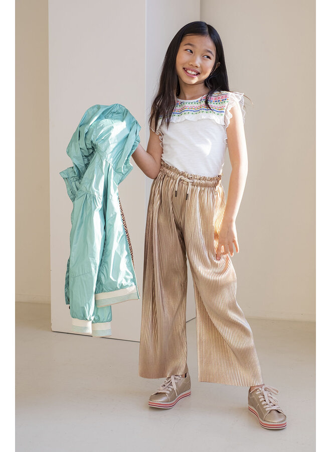 Like Flo - Metallic Plisse Pants - Gold