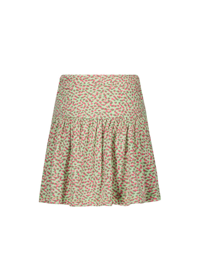 Like Flo - Viscose Crepe Skirt - Soft Green Dot