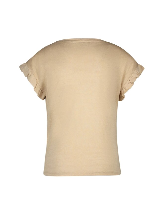 Like Flo - Metallic Jersey Ruffle Tee - Champagne