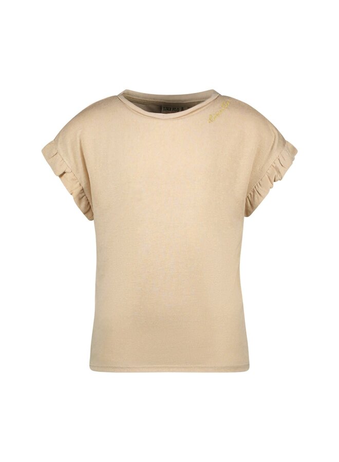 Like Flo - Metallic Jersey Ruffle Tee - Champagne