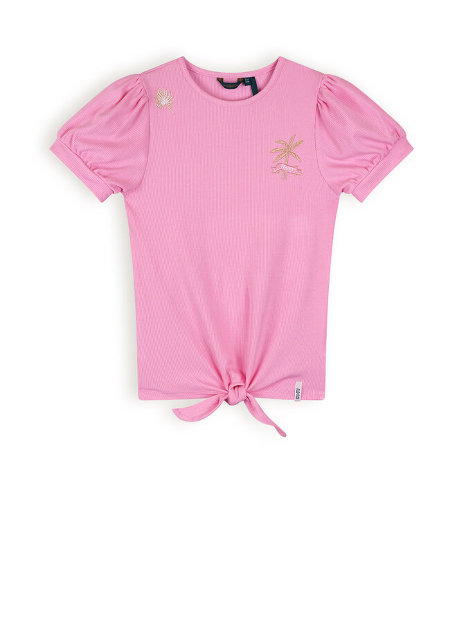 NoNo - Rib Jersey T-Shirt Knot Komy - Camelia Pink