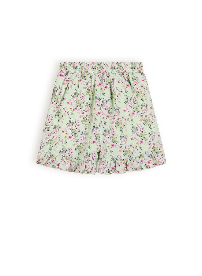 NoNo - Floral Short Flap Front Saya - Spring Meadow Green